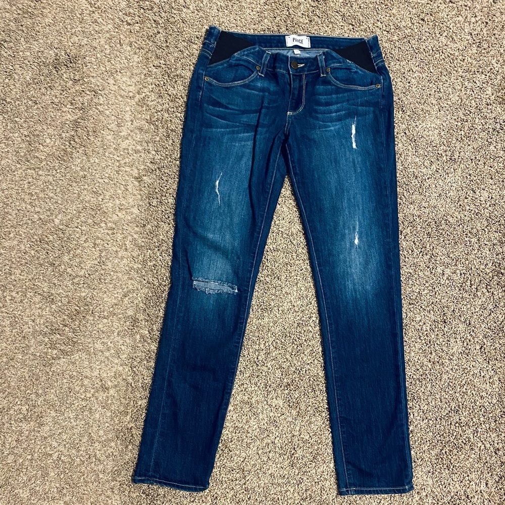 PAIGE Distressed Skinny Maternity Jeans